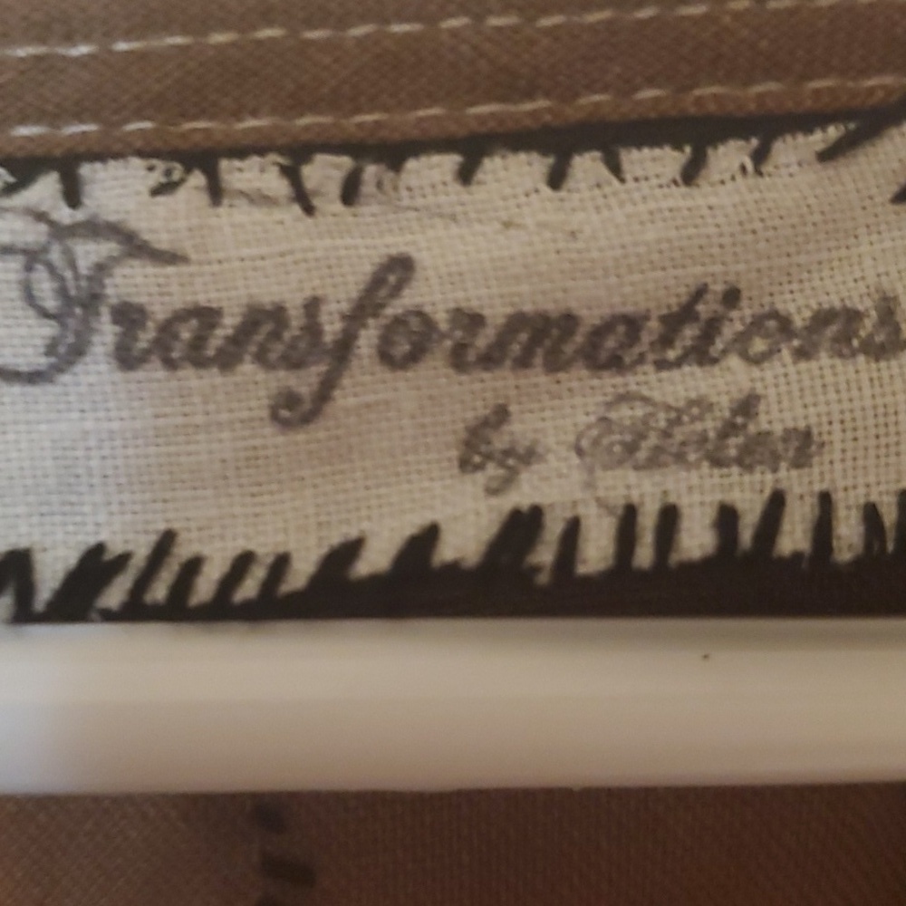 Transformations by Helen brown linen tank embellished w black lace size medium - Picture 2 of 9